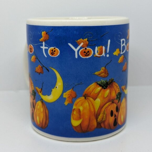 Sakura Halloween Party Stoneware Mug "Boo To You" Ghosts Pumpkins Moon 10oz Dish - Picture 2 of 5